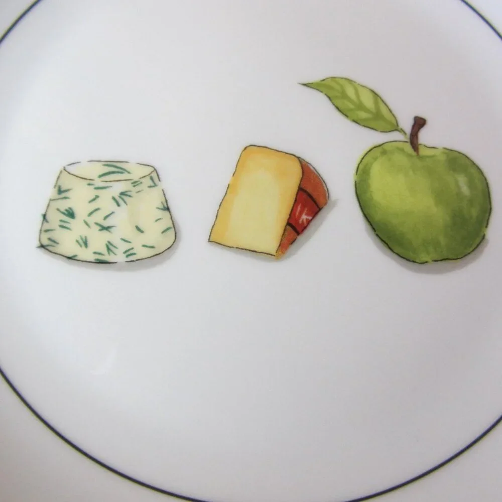 3 for $24 crate & barrel nancy green fruit fromage appetizer plate apple (W3972)